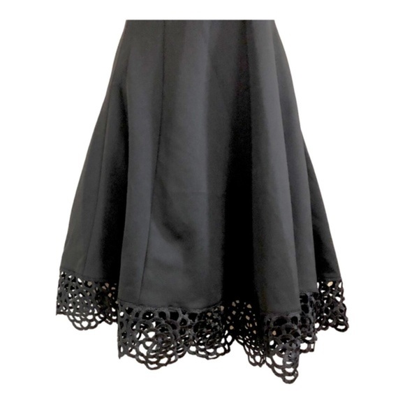 Donna Ricco black fit and flare v-neck embroidery‎ crochet hem cocktail dress - Picture 6 of 16